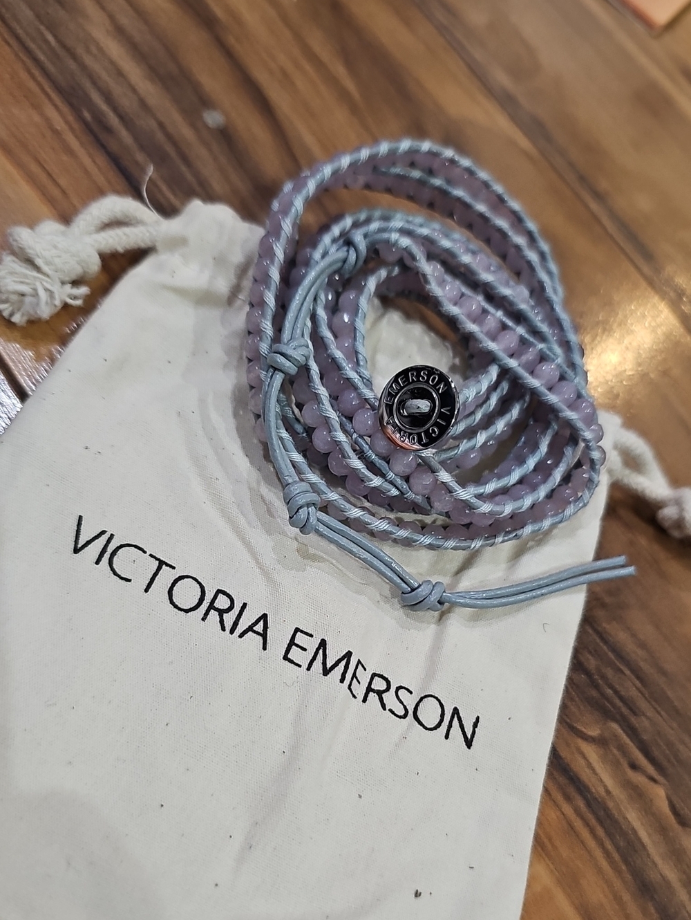 Victoria Emerson Pastel Purple and Light Gray Wrap Bracelet